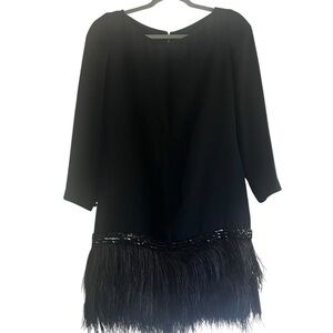 Albert Nipon Size 10 1980s Ostrich Feather Dress